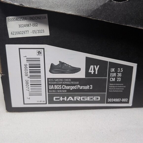 Under Armor Boy's Charged Pursuit 3 4Y Road Running Shoe Black 002 Youth - Picture 2 of 16